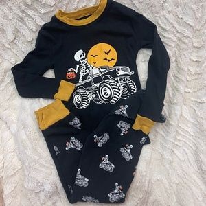 Boys Monster Truck Halloween Pajamas Size 7 Skeleton Cotton Costume PJs